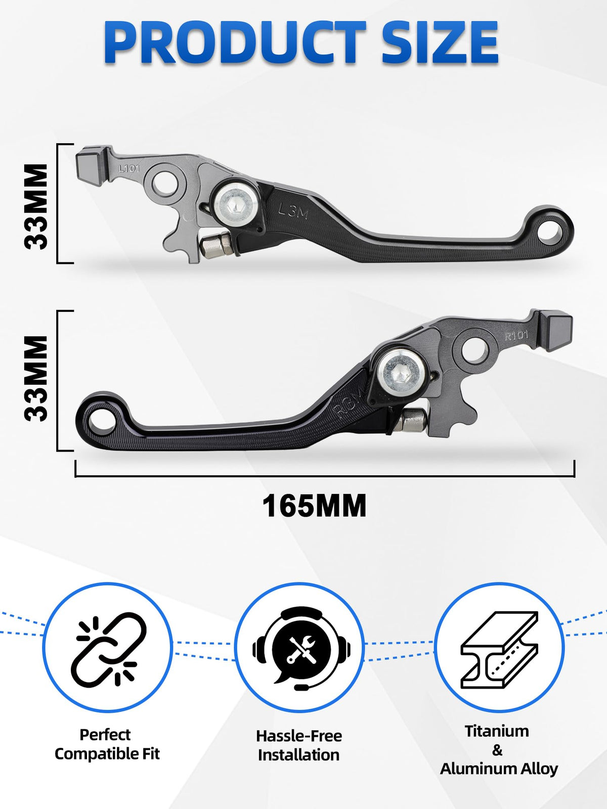 IUVWISN levers beside ruler to show size and lightweight advantage