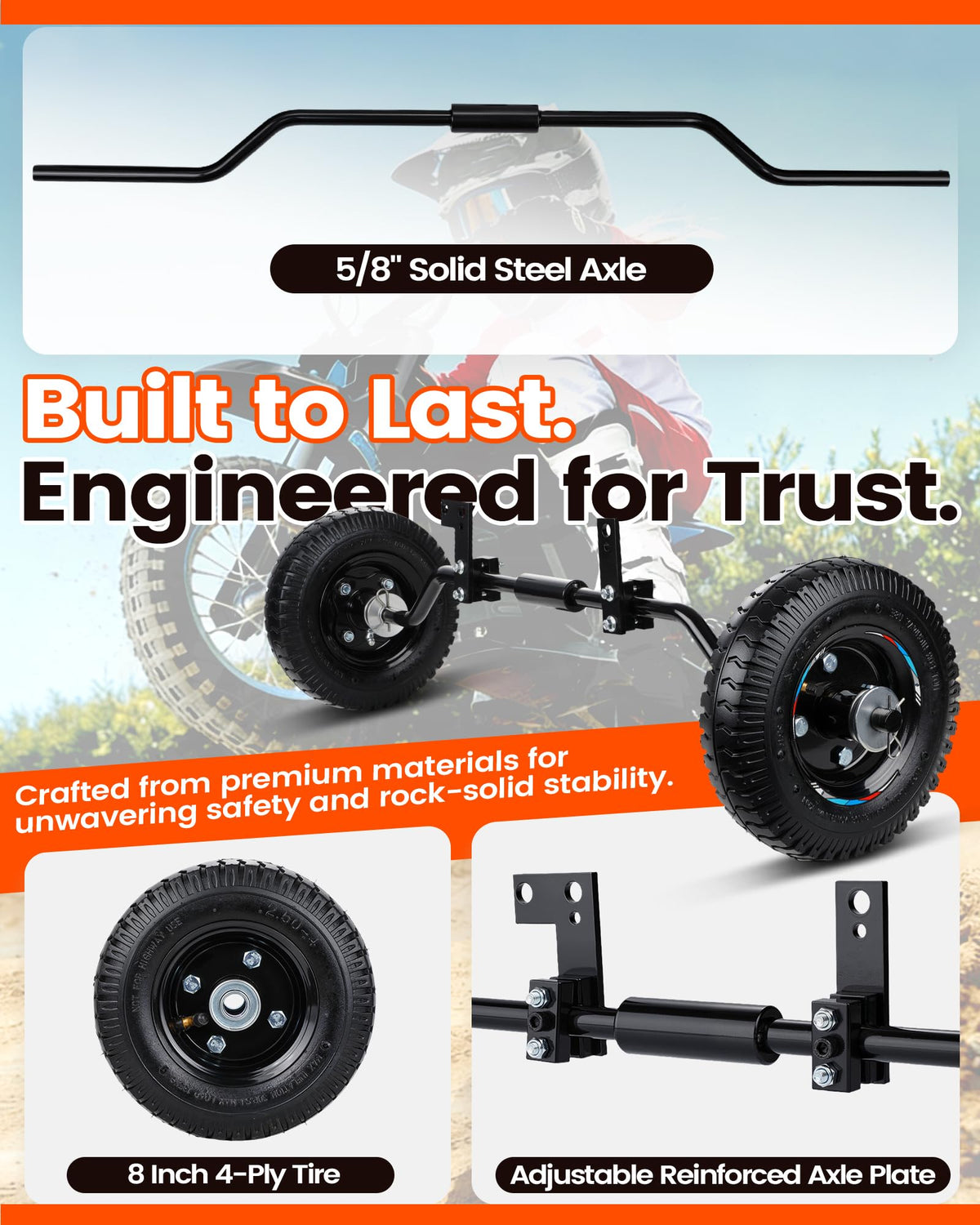 IUVWISN training wheels mounted on Razor MX125 demonstrating universal fit benefit