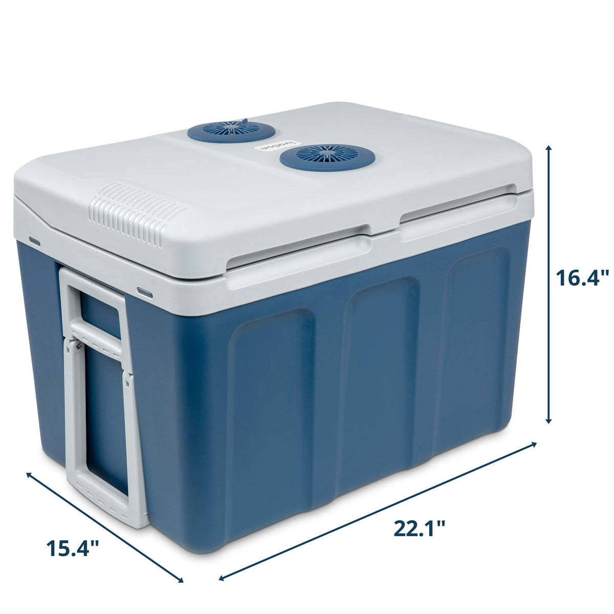 Ivation interior with two-liter bottles and trays highlighting organized storage ability