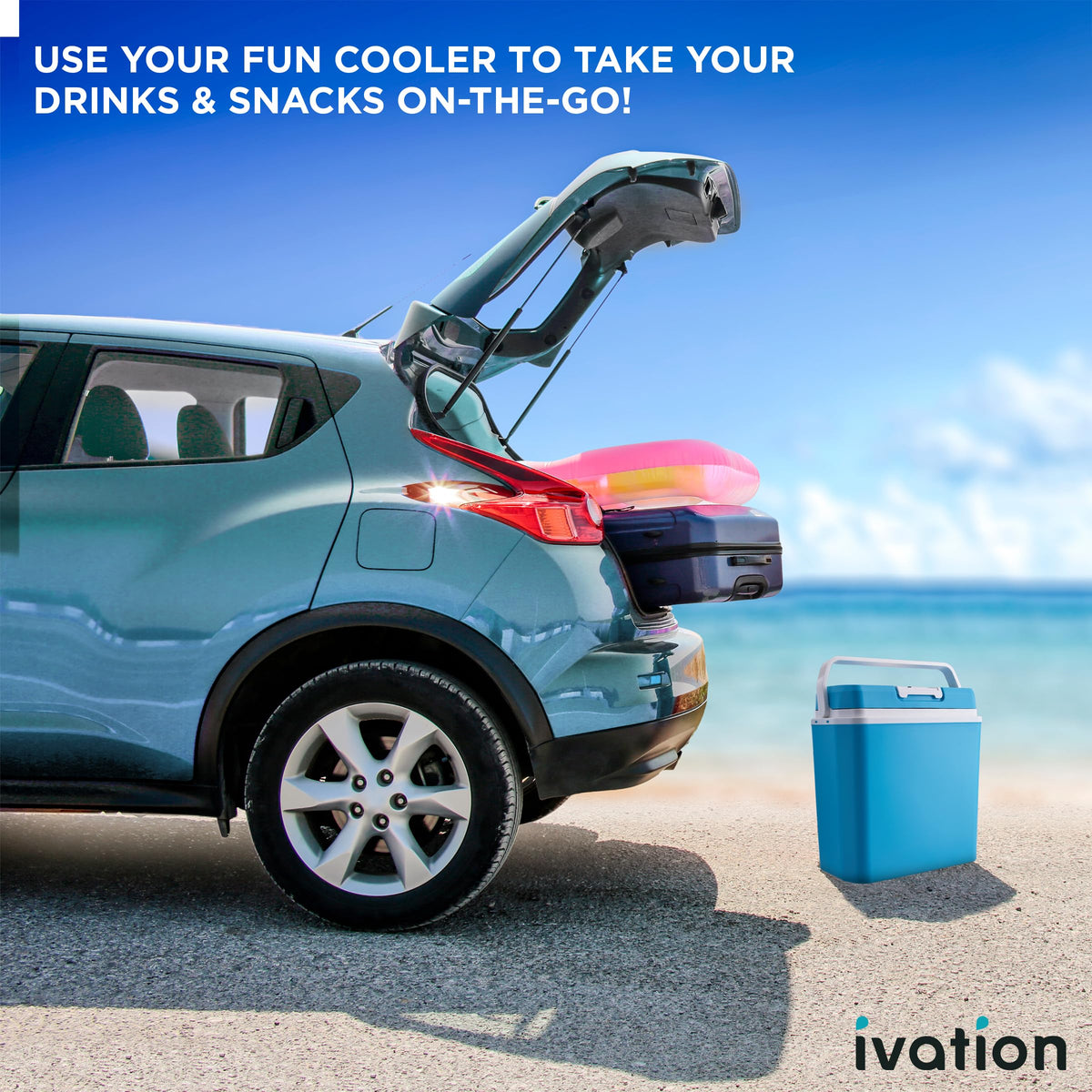 Ivation cooler close-up vent and fan highlighting steady airflow benefit