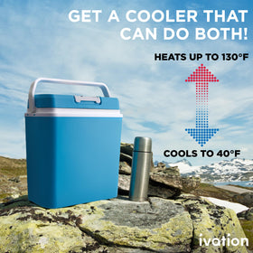 Ivation cooler open interior holding bottles and food containers for convenience