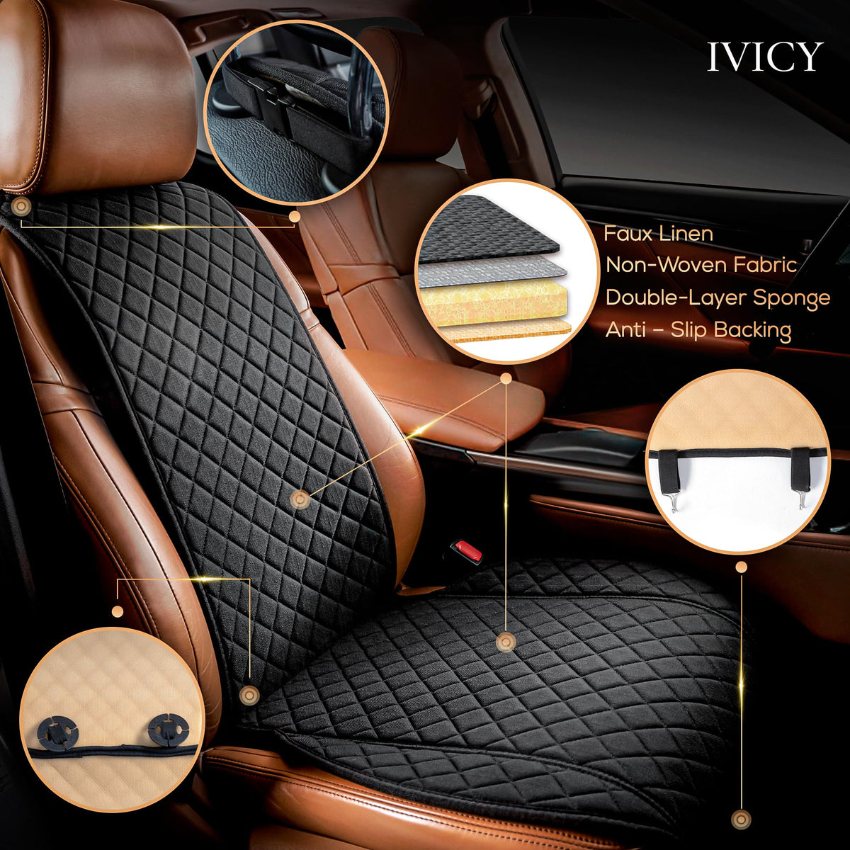 IVICY faux linen close-up texture highlighting breathable comfort