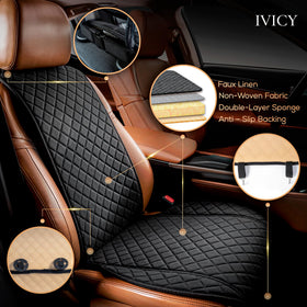 IVICY faux linen close-up texture highlighting breathable comfort