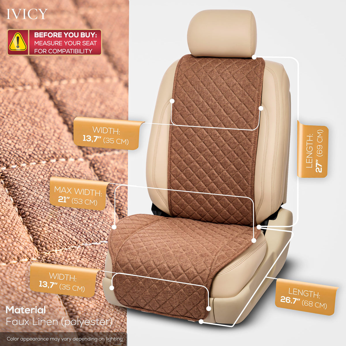 IVICY faux-linen texture closeup showing breathable comfortable surface