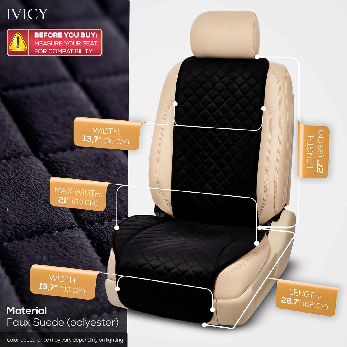 IVICY cover installed in sedan demonstrating neat fit and protection