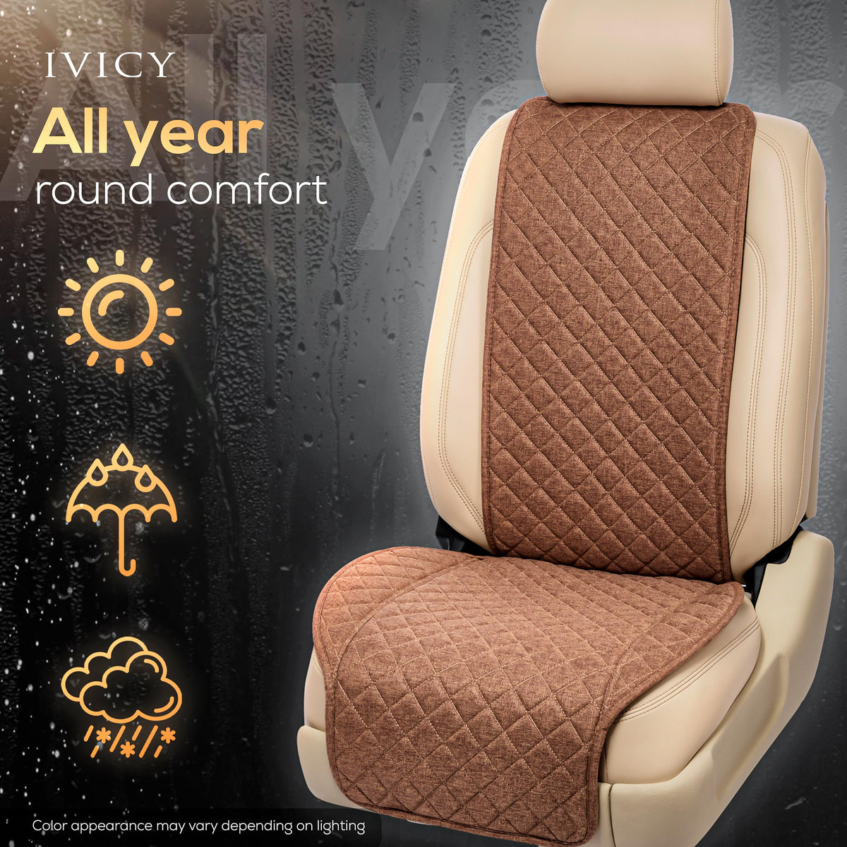 IVICY cover stitching and edge detail showing durable construction