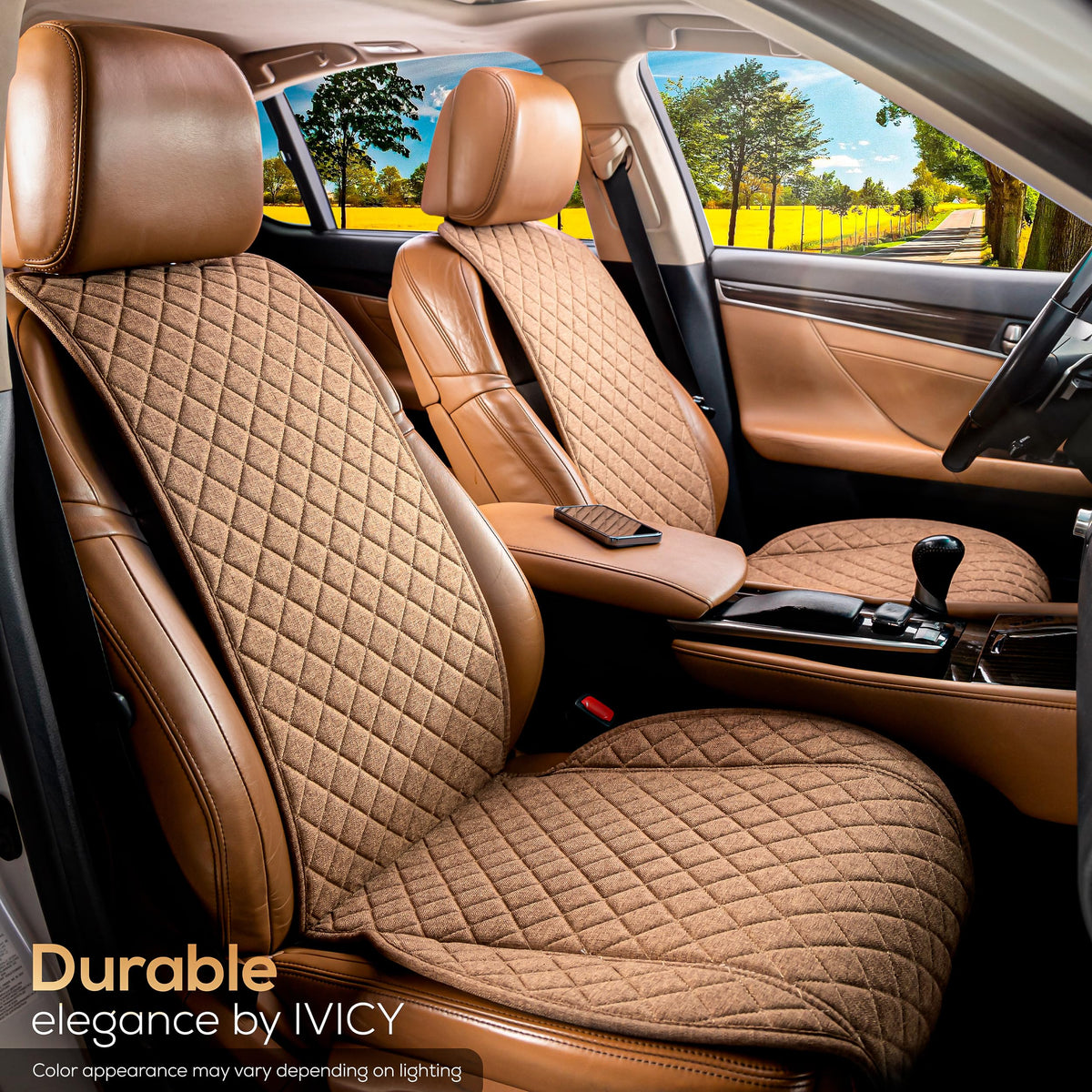 IVICY folded seat cover ready for storage and easy transport