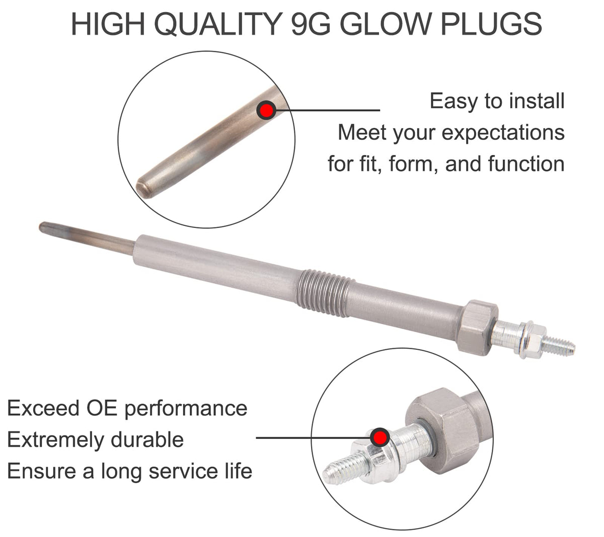 IVONNEY close-up of glow plug tip and filament showing durable heating element benefit