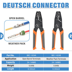 IWISS close barrel jaws detail showing Deutsch crimper geometry for reliable solid-pin crimps