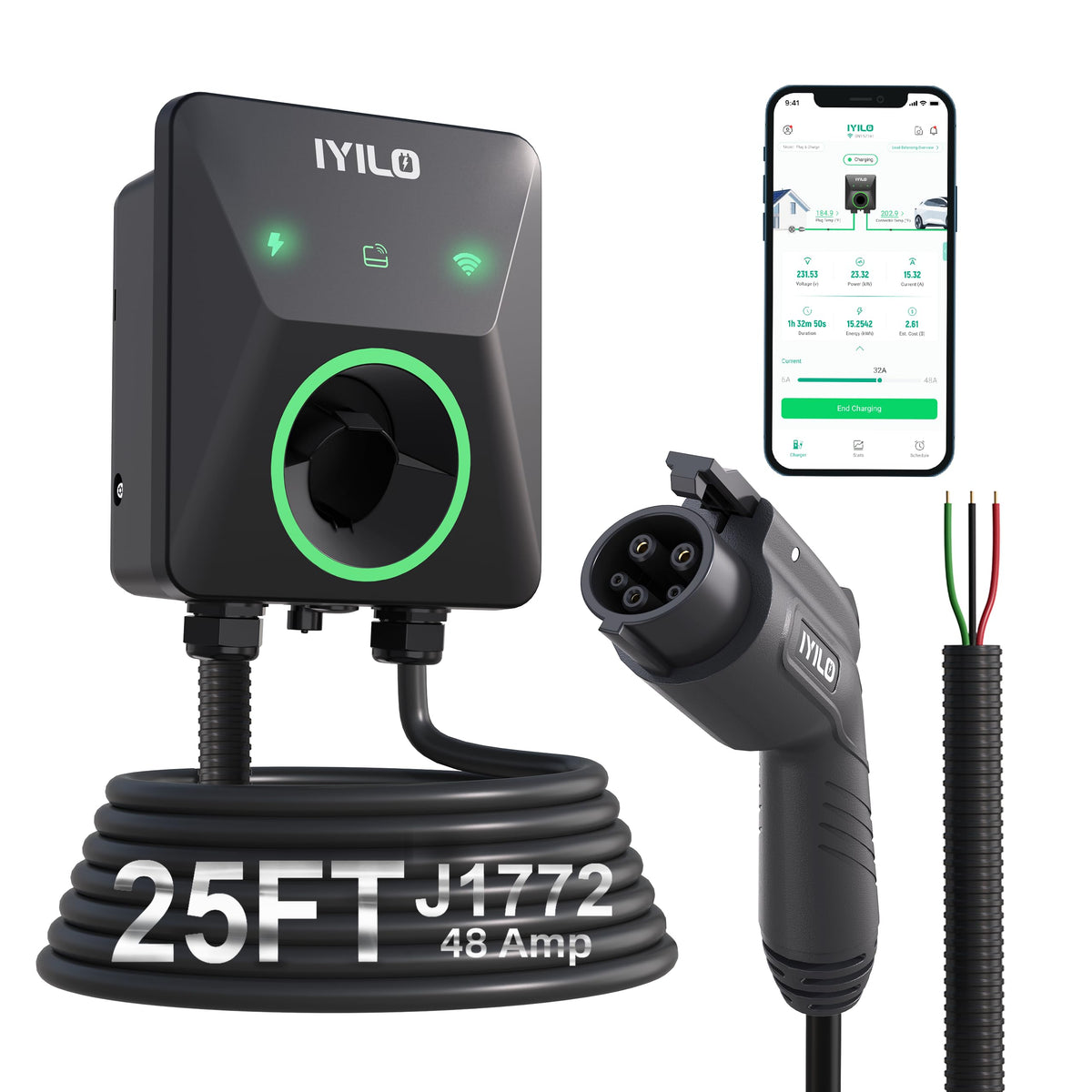 IYILO front unit mounted on garage wall showing controls and LED indicators for quick identification
