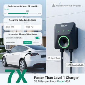 IYILO NEMA 14-50 plug detail showing temperature sensor and safety-focused design