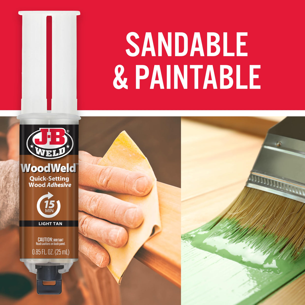 J-B Weld WoodWeld mixed epoxy texture showing smooth blend and workability benefit