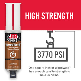 J-B Weld WoodWeld sanded fill on wood highlighting smooth finish and paintability