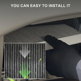 J1YL2C cabin filter installed under glovebox showing simple access and swap benefit