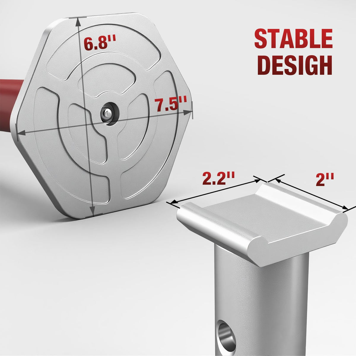 Jack Boss wide base detail illustrating stability and anti-slip design