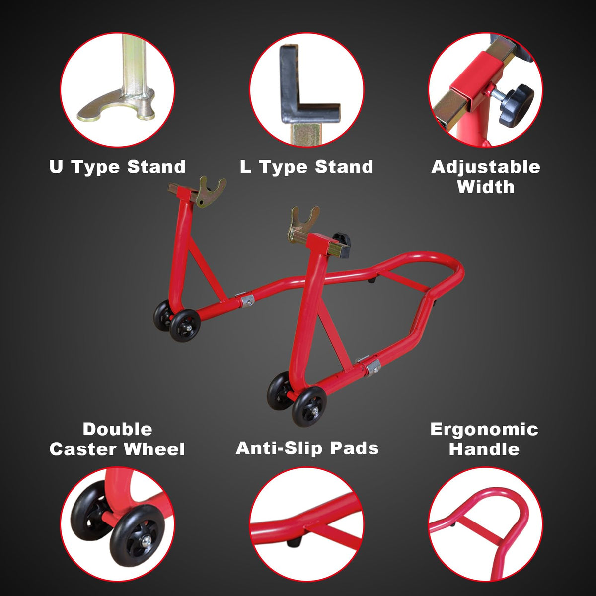 Jack Boss caster wheel close-up enabling smooth stand movement