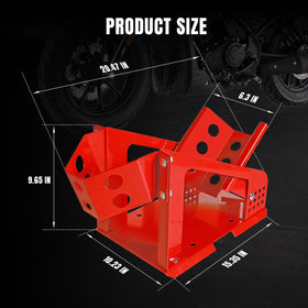 Jack Boss chock closeup of adjustment holes for precise wheel positioning benefit