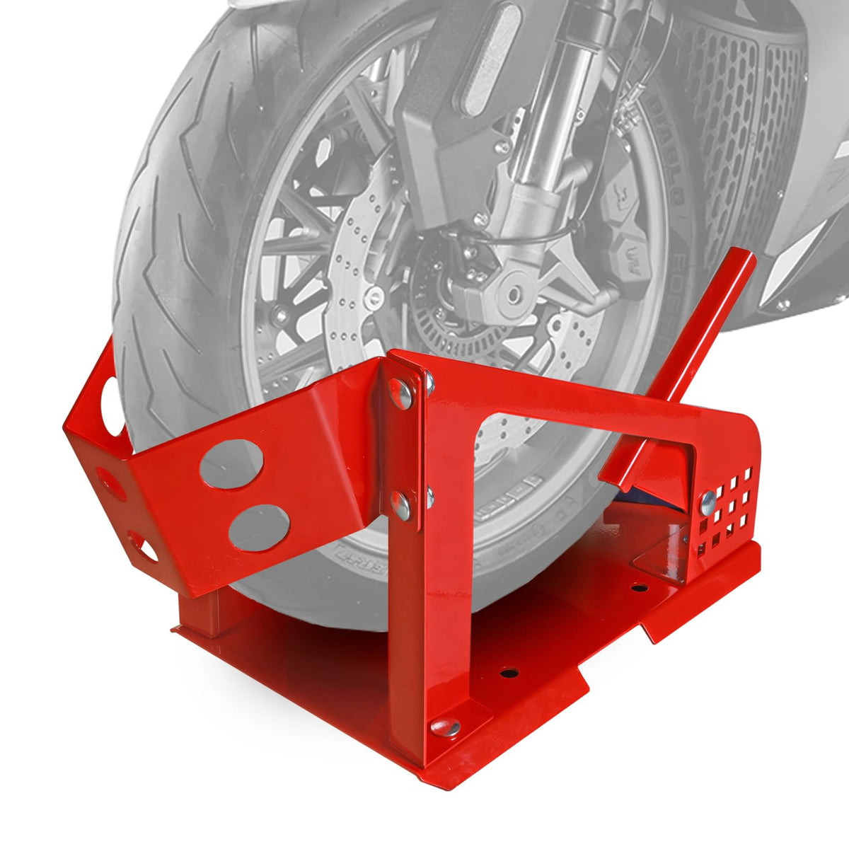 Jack Boss chock front profile showing stable base and wheel cradle benefit