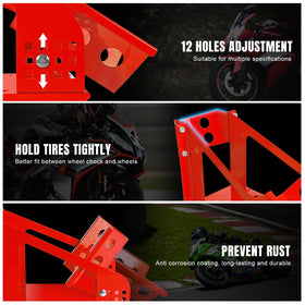 Jack Boss chock bolted in truck bed to prevent bike movement during transit benefit
