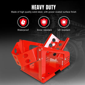 Jack Boss chock with motorcycle installed showing snug wheel fit benefit