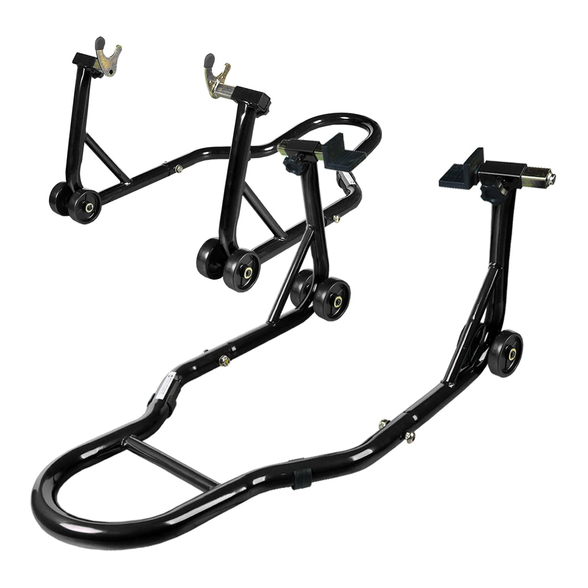 Jack Boss front U-stand full view showing stable lift and secure contact