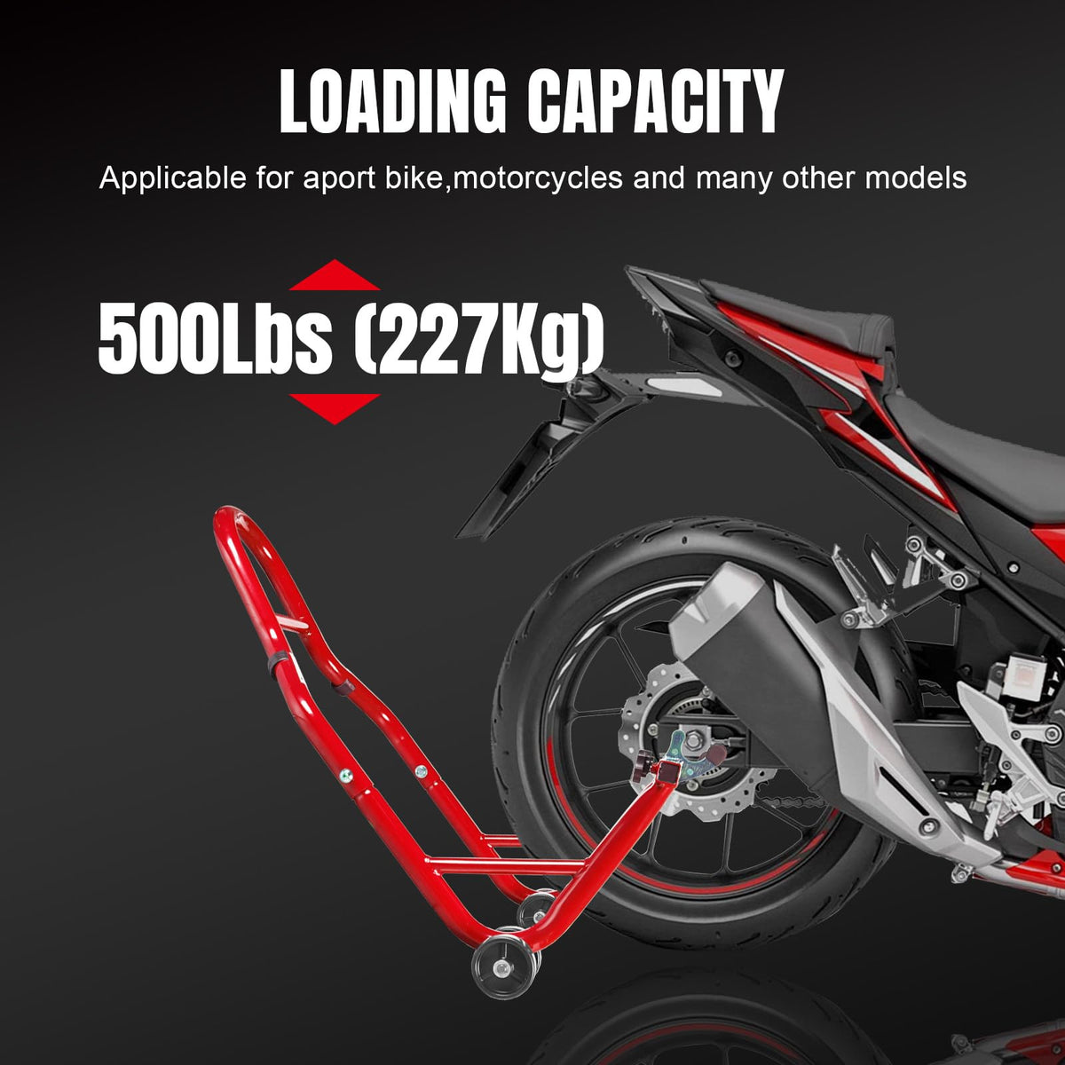 Jack Boss assembled combo set lifting sportbike for maintenance