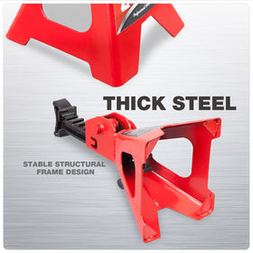 Jack Boss stand supporting a small car demonstrating safe access for underbody work
