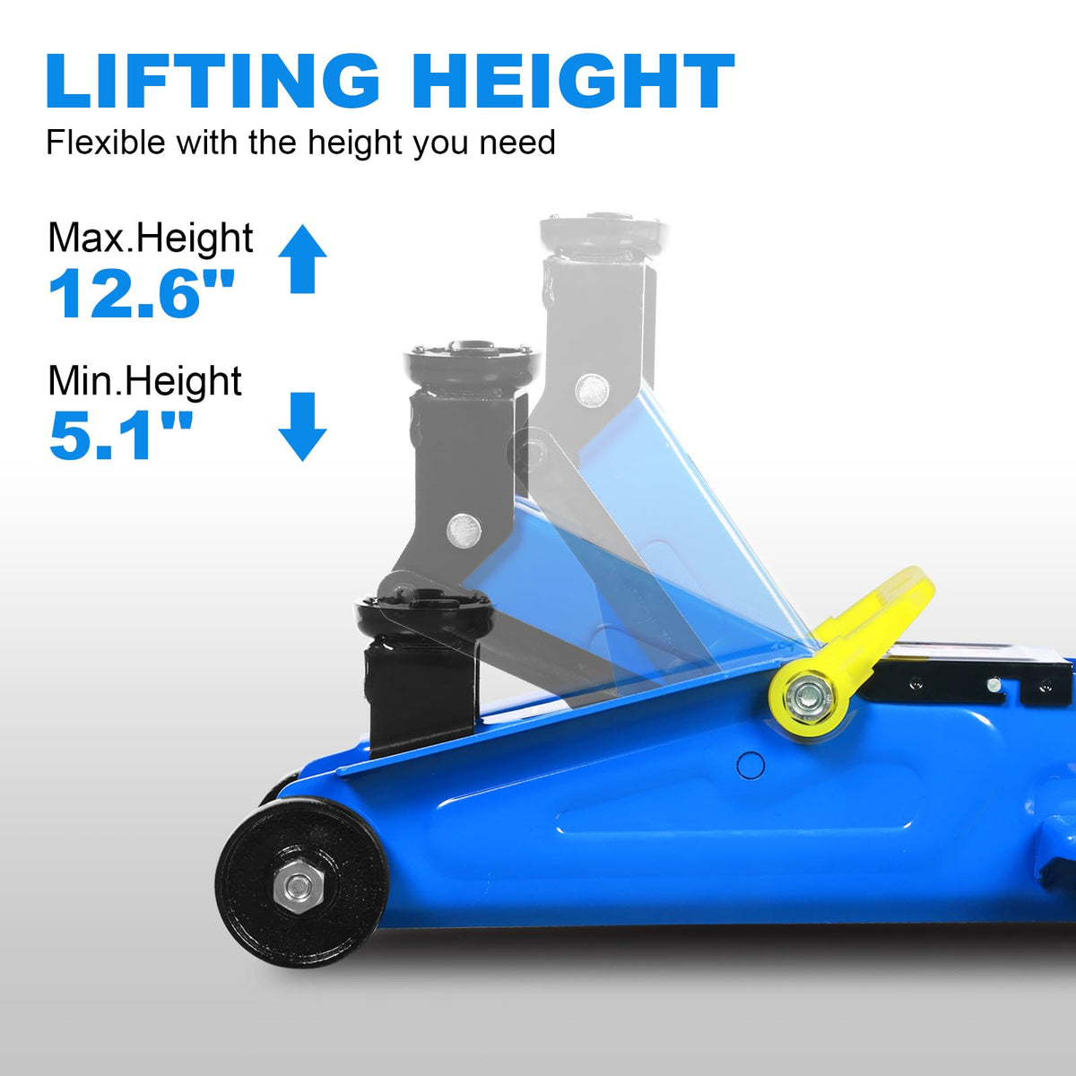 Jack Boss low-profile side angle highlighting 5.1" start height for low cars
