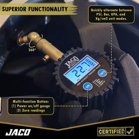 JACO Elite display in use with backlight showing easy reading benefit