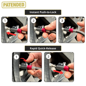 JACO ElitePro-X nylon-braided hose and bleeder valve enabling controlled pressure adjustments