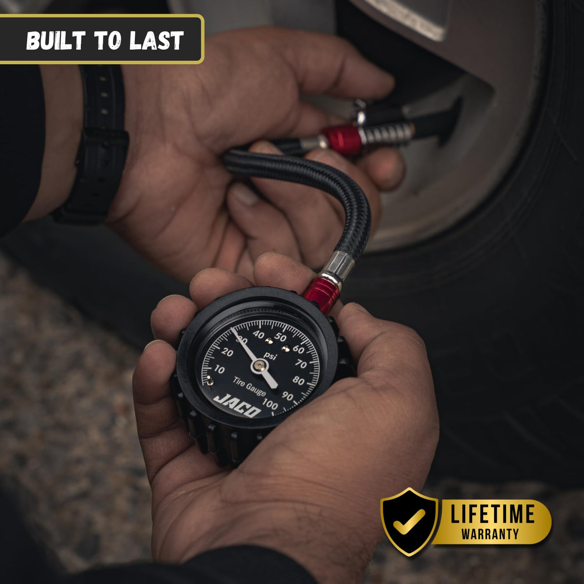 JACO ElitePro-X in use on car tire illustrating fast secure seal and efficient checking