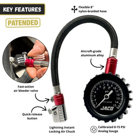 JACO ElitePro-X Lightning Chuck closeup demonstrating secure push-to-lock valve benefit