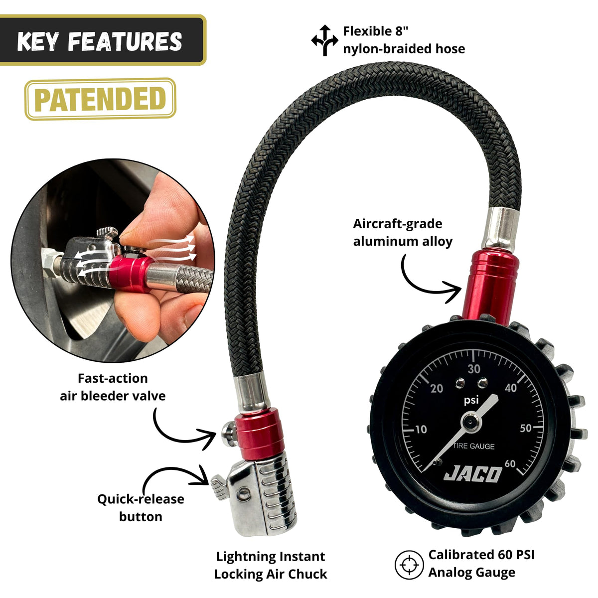 JACO ElitePro-X lightning chuck close-up locking on valve stem for fast connection