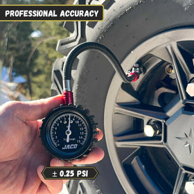 JACO ElitePro-X dial and needle closeup showing clear low-pressure readability