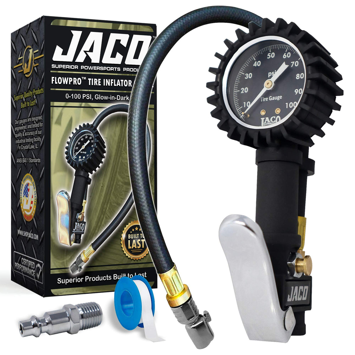 JACO FlowPro front view showing gauge and metal body for durability