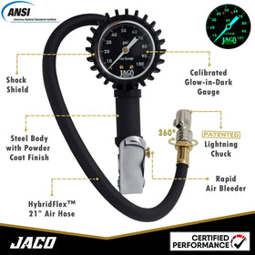 JACO FlowPro gauge close-up with glow dial for accurate readings