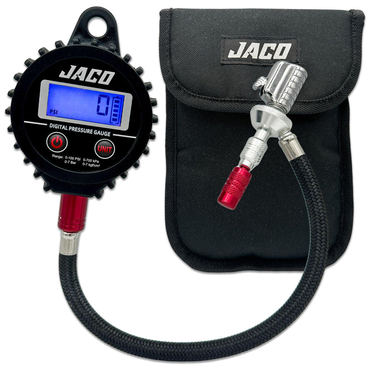 JACO Lightning RX4 front view showing compact anodized body and display, fast setup benefit