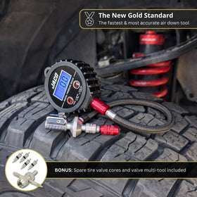 JACO Lightning RX4 kit laid out with pouch, valve tool, and spare cores for trail readiness