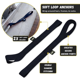 JACO straps next to ruler showing scale and compact storage benefit