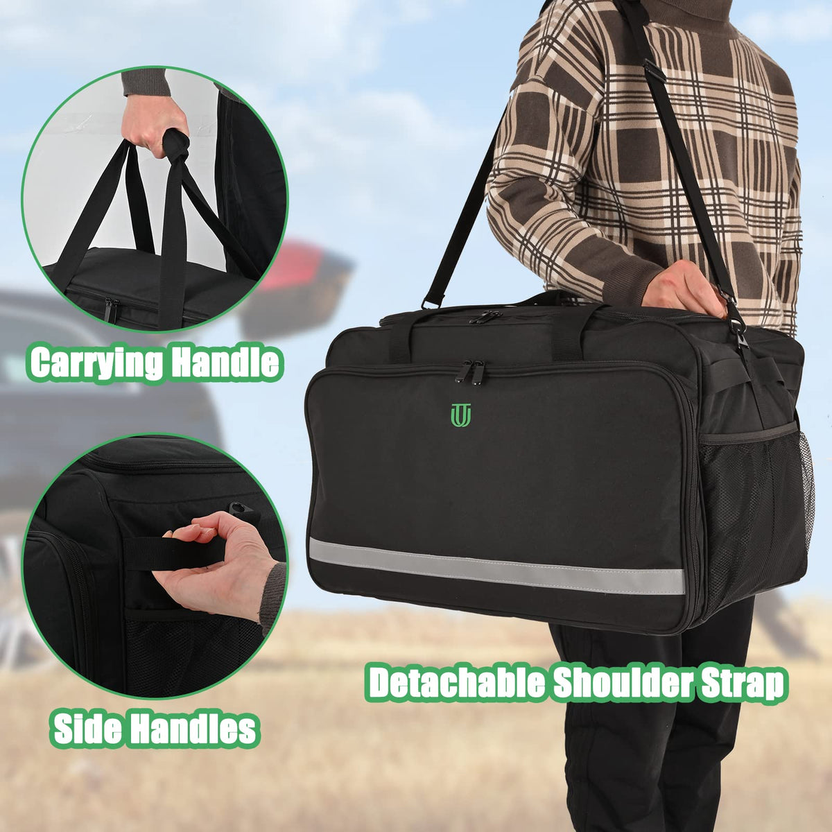 Jaffzora front pocket packed with sprays and pads for quick access