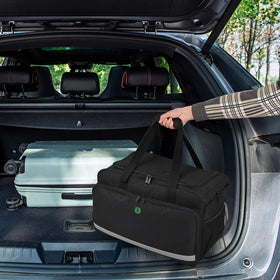 Jaffzora in car trunk organized with detailing gear, saving time and space benefit