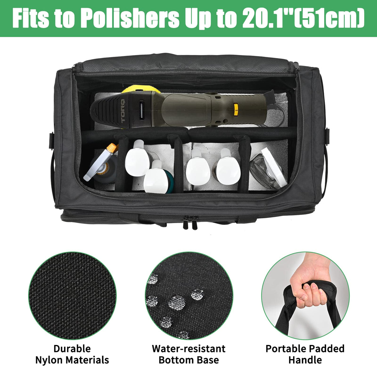 Jaffzora open main compartment with polisher for secure transport