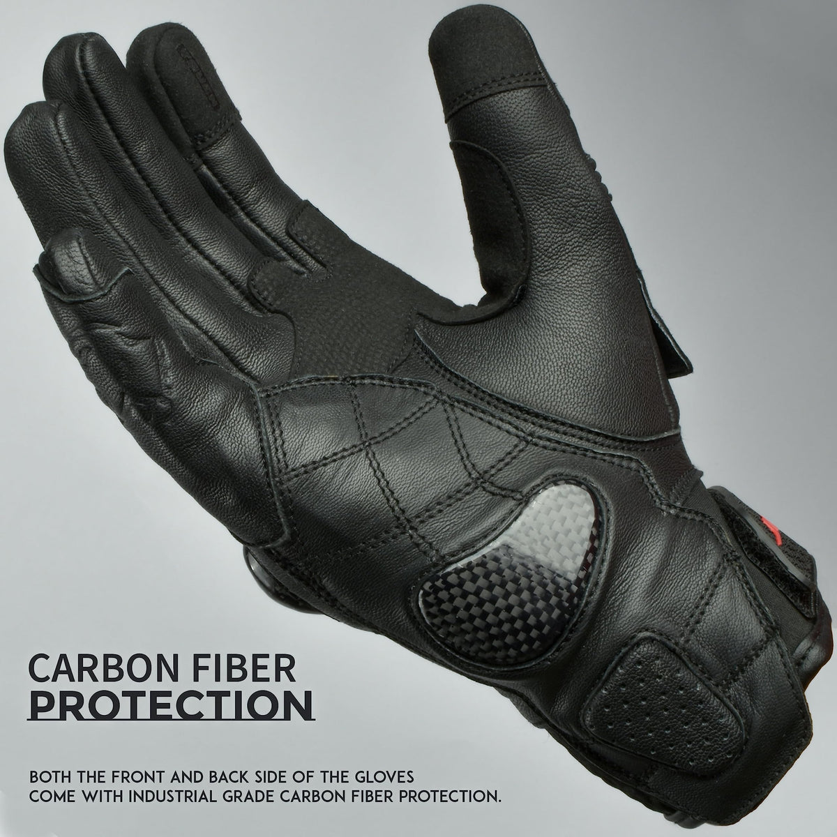 J.A.G. close-up of carbon-style knuckle guard showing reinforced impact protection