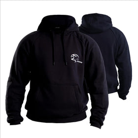 J.A.G. zip-up hoodie front view showing protective fit and commuter style