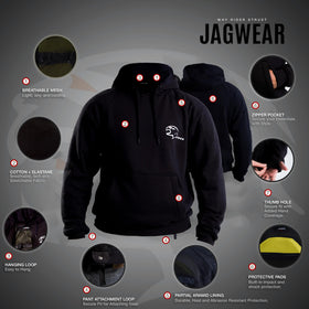 J.A.G. flat-lay beside helmet for scale and outfit coordination
