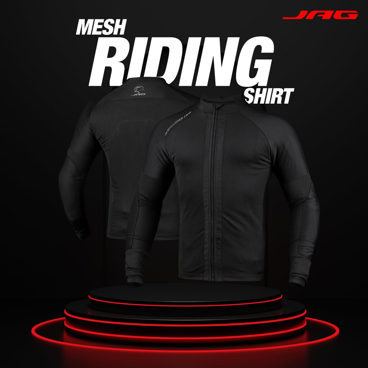 J.A.G. shirt on manikin for size and scale clarity and fitted silhouette