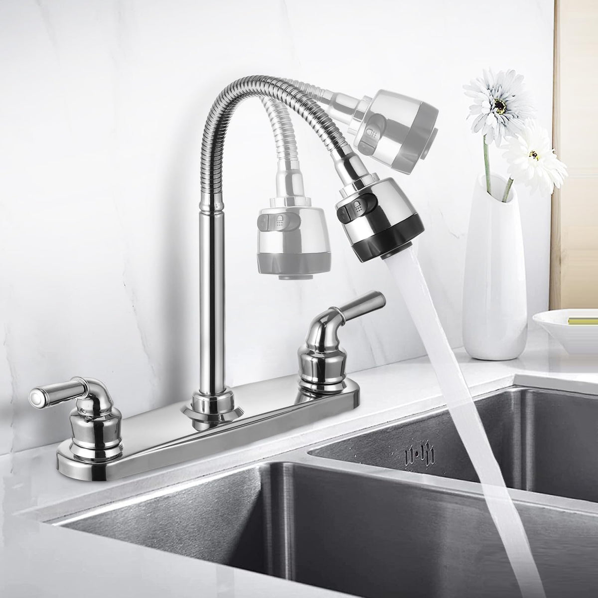 JAKARDA two-handle controls detail showing precise water adjustment