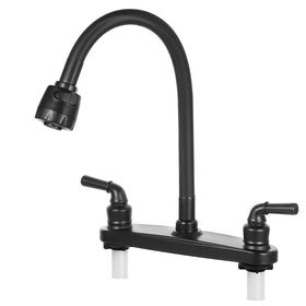 JAKARDA front view of black RV faucet showing compact design and easy reach