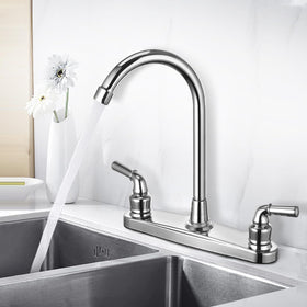 JAKARDA chrome high-arch spout close-up highlighting clearance benefit