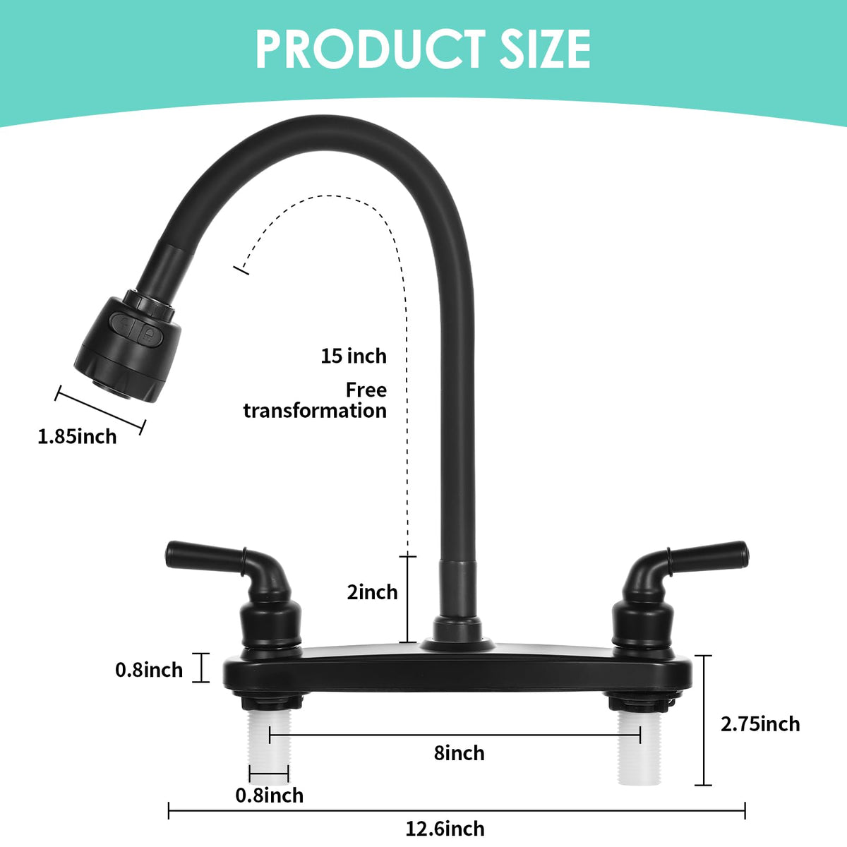JAKARDA faucet next to sink showing scale and lightweight ABS construction
